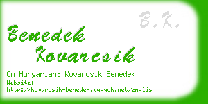 benedek kovarcsik business card